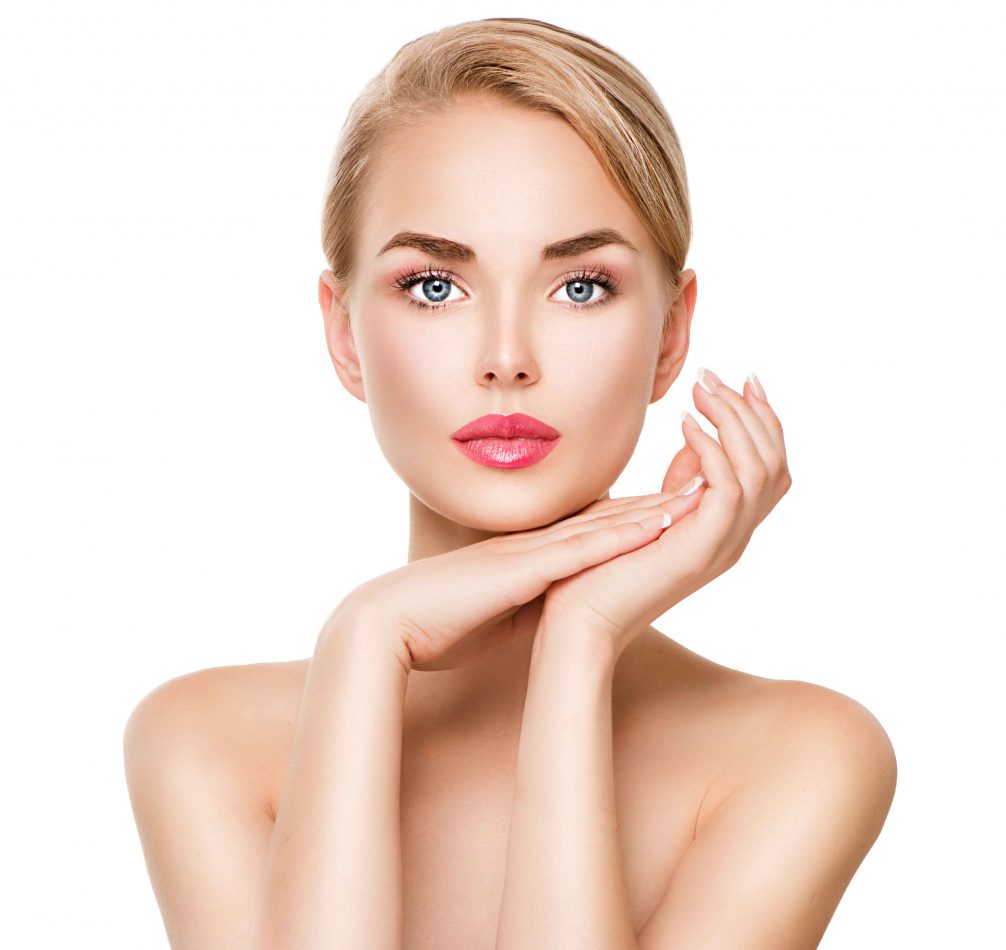 HIFU Beauty spa young woman portrait isolated on white